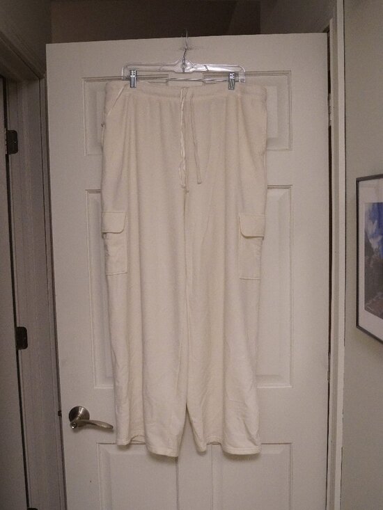 State of Day Pants - State of Day Cream Cozy Lounge Cargo Sweatpants XL Soft Quiet Luxury